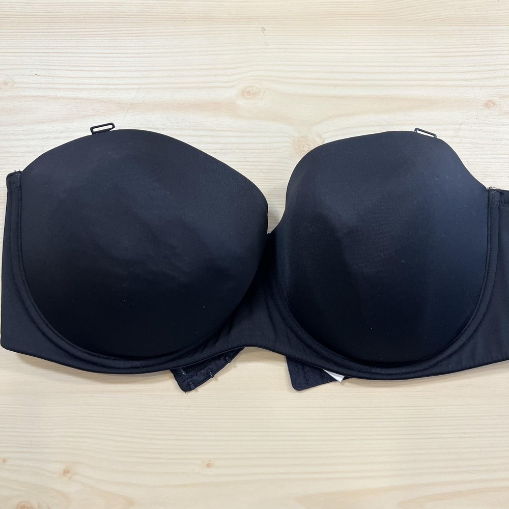 Avenue Body Strapless Bra Womens 46D Black T Shirt Underwire Padded Plus Size